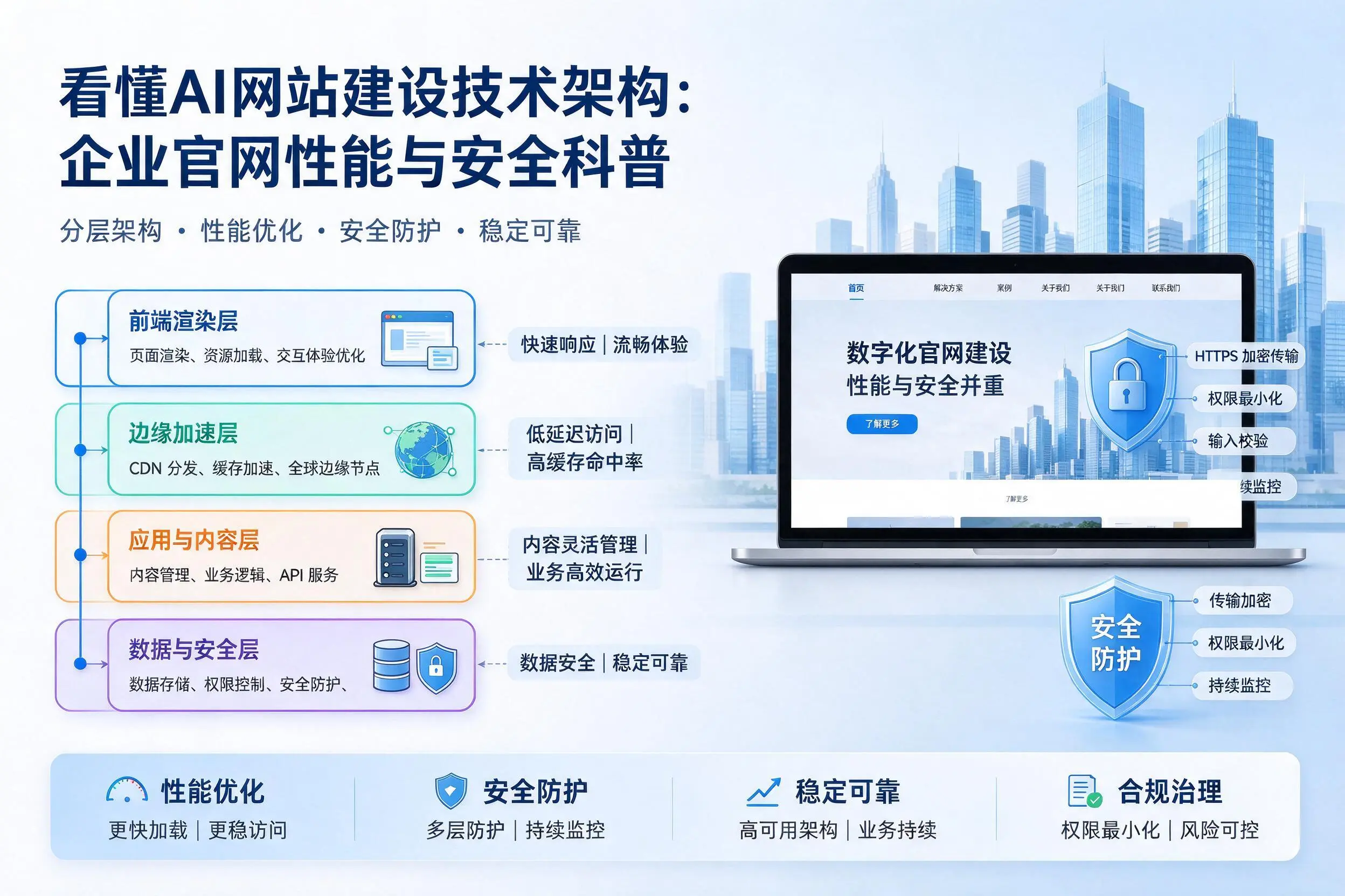 看懂AI网站建设技术架构:朔州企业官网性能与安全科普