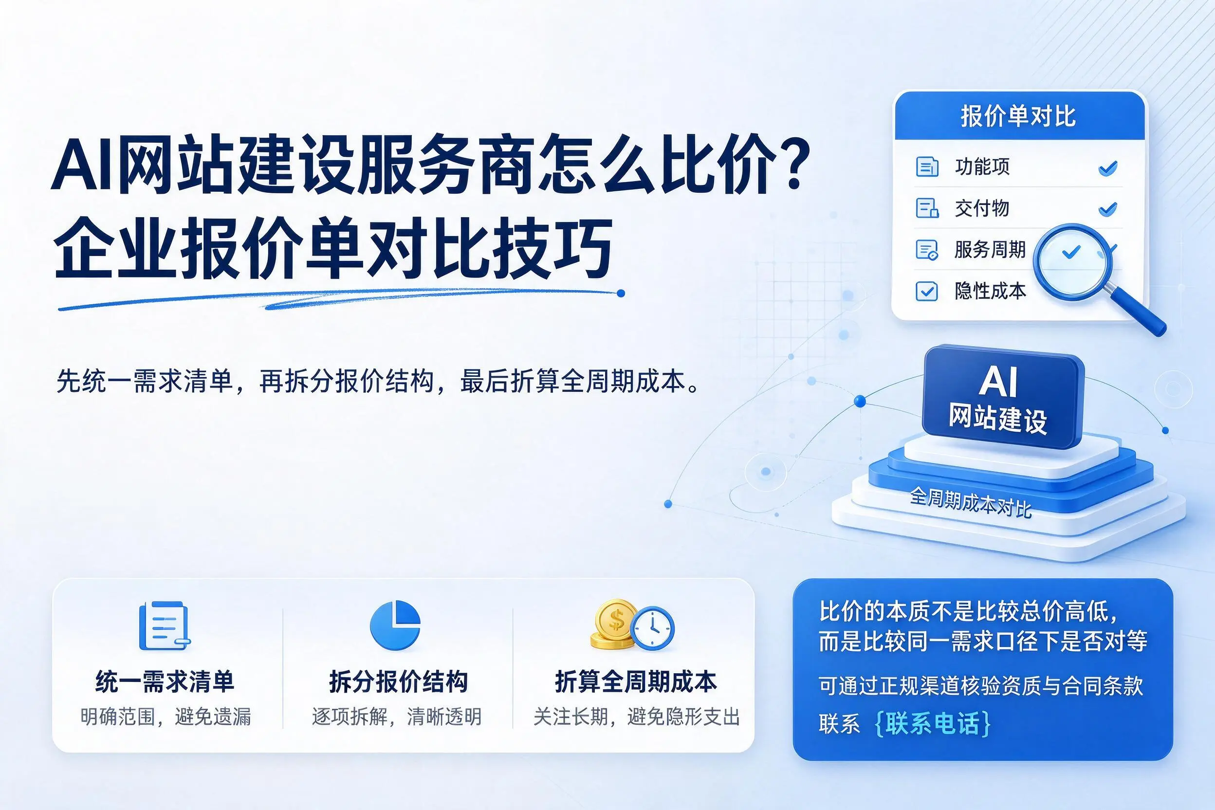 AI网站建设服务商怎么比价?朔州企业报价单对比技巧