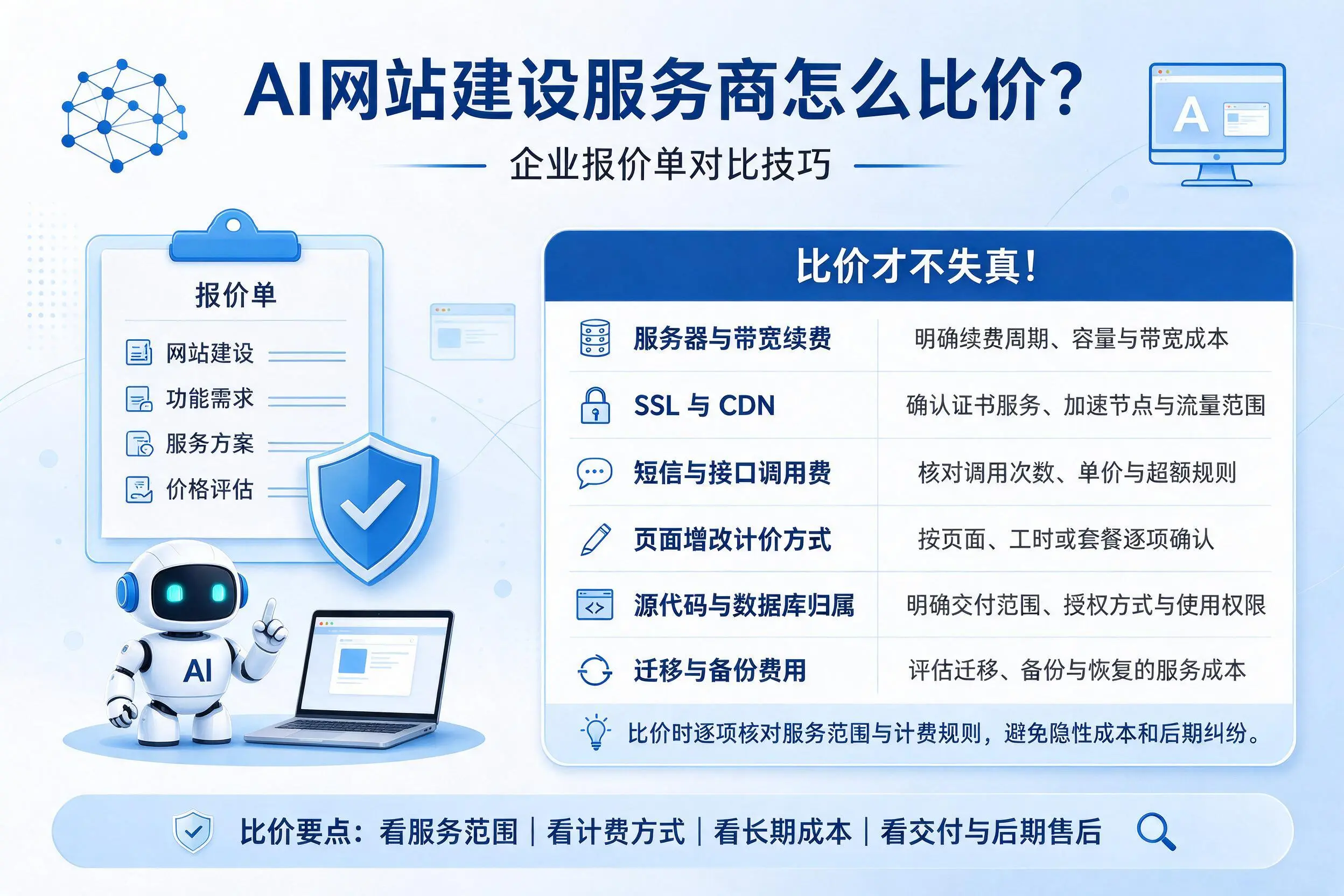 AI网站建设服务商怎么比价?朔州企业报价单对比技巧