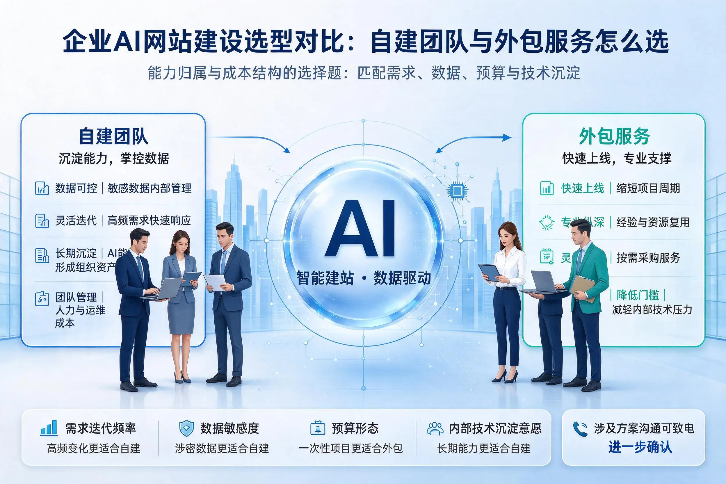 朔州企业AI网站建设选型对比：自建团队与外包服务怎么选